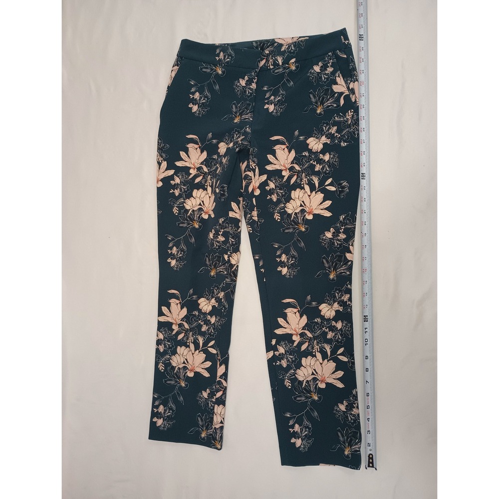 Cynthia Rowley Teal Floral Magnolia Print Ankle Dress Pants Trousers Womens 6 - Picture 7 of 8